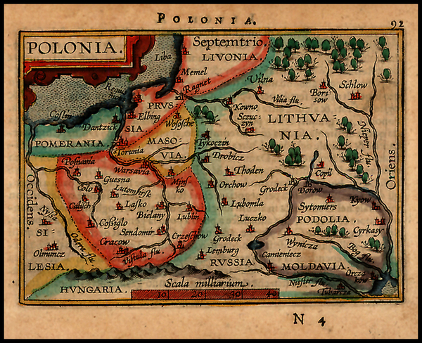 87-Poland and Baltic Countries Map By Abraham Ortelius / Johannes Baptista Vrients