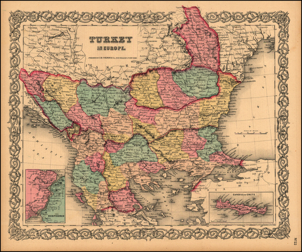 72-Europe and Turkey Map By Joseph Hutchins Colton