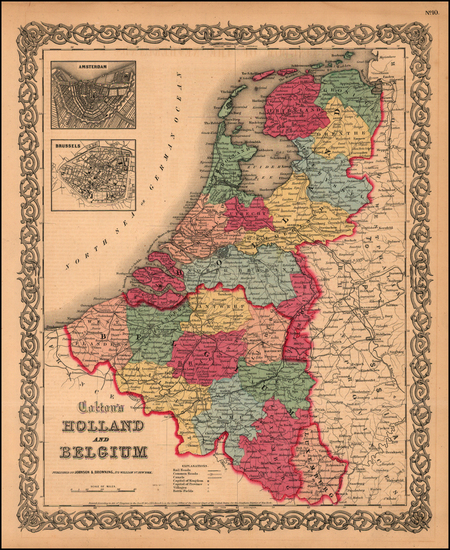 43-Europe and Netherlands Map By Joseph Hutchins Colton