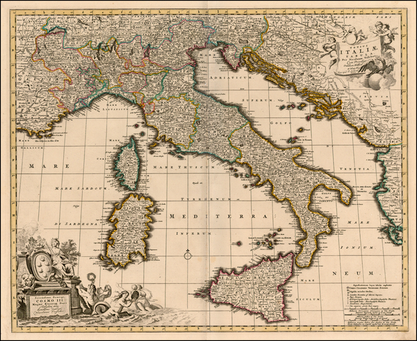57-Europe, Italy and Balearic Islands Map By Peter Schenk / Nicolaes Visscher I