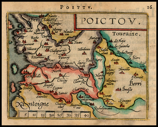 100-France Map By Abraham Ortelius / Johannes Baptista Vrients
