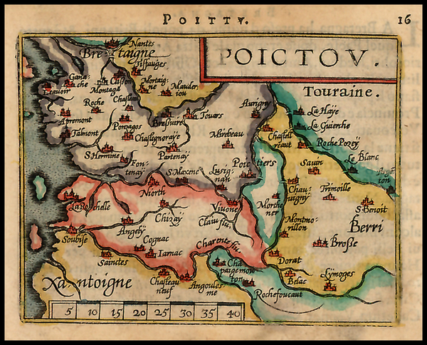 48-France Map By Abraham Ortelius / Johannes Baptista Vrients