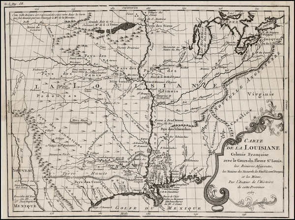 15-South, Texas, Midwest and Plains Map By Antoine-Simon Le Page du Pratz