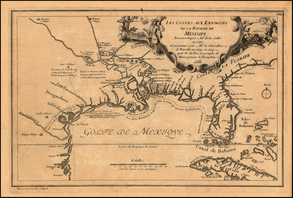 15-South, Southeast, Texas, Midwest and Southwest Map By Nicolas de Fer