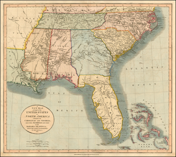 60-United States, South, Southeast and Caribbean Map By John Cary