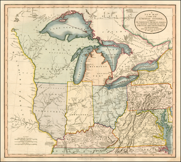 44-Mid-Atlantic, South, Midwest and Canada Map By John Cary