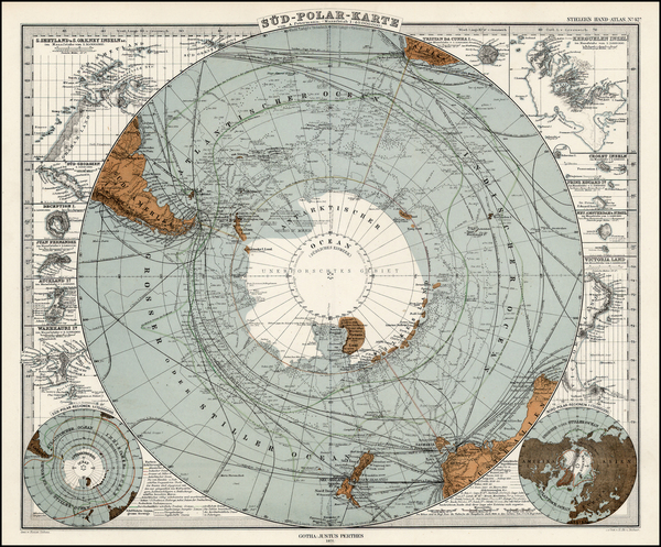 100-World and Polar Maps Map By Adolf Stieler