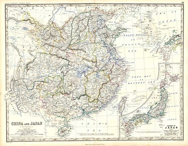 96-Asia, China, Japan and Korea Map By W. & A.K. Johnston