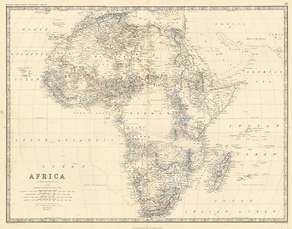 19-Africa and Africa Map By W. & A.K. Johnston