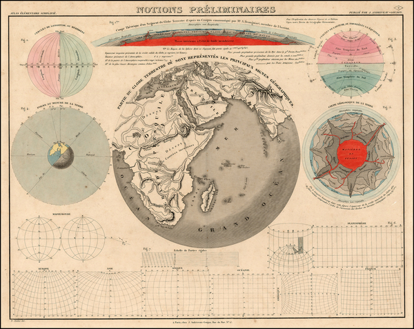84-World, Eastern Hemisphere, Celestial Maps and Curiosities Map By J. Andriveau-Goujon