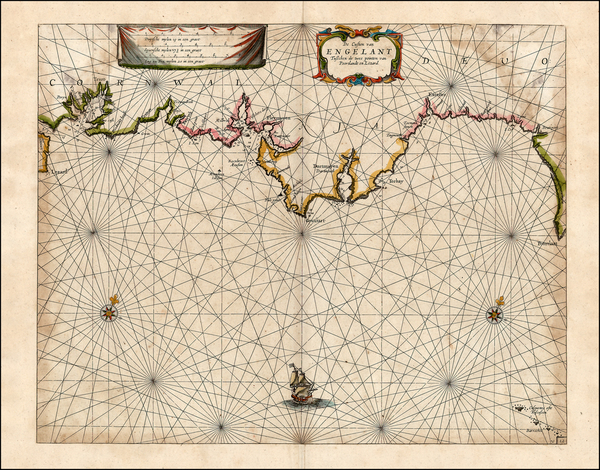 8-British Isles Map By Caspar  Lootsman / Anthonie (Theunis)   Jacobsz