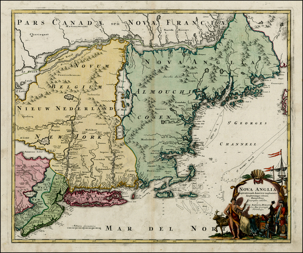 38-New England and Mid-Atlantic Map By Johann Baptist Homann