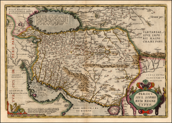 97-Central Asia & Caucasus and Middle East Map By Abraham Ortelius