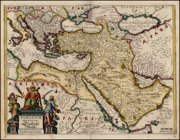 80-Europe, Turkey, Mediterranean, Asia, Middle East and Turkey & Asia Minor Map By Matthaus Me