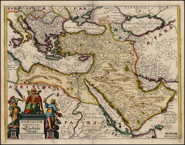 54-Europe, Turkey, Mediterranean, Asia, Middle East and Turkey & Asia Minor Map By Matthaus Me