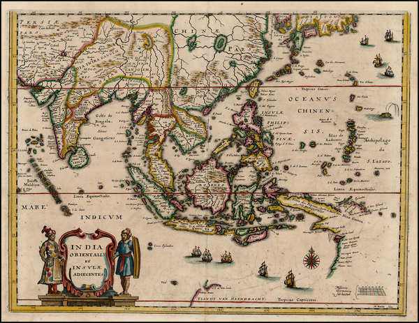 72-Asia, China, India, Southeast Asia, Australia & Oceania and Oceania Map By Matthaus Merian