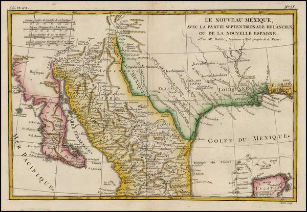 12-Texas, Southwest, Mexico and Baja California Map By Rigobert Bonne