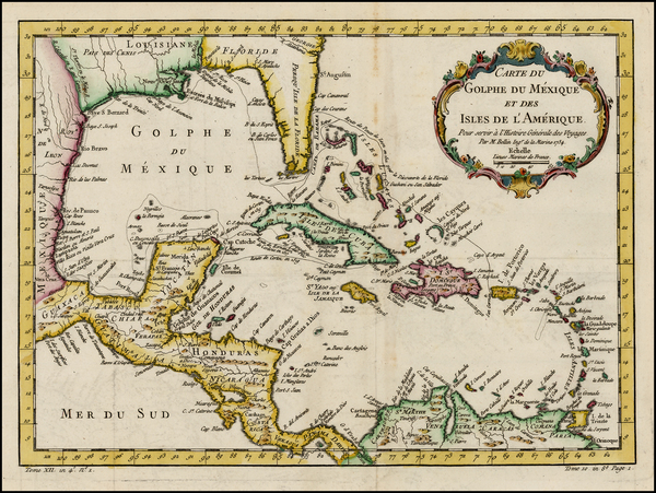 42-Southeast, Caribbean and Central America Map By Jacques Nicolas Bellin