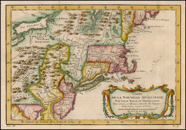 32-New England and Mid-Atlantic Map By Jacques Nicolas Bellin