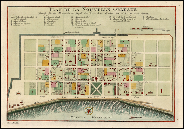 45-South Map By Jacques Nicolas Bellin