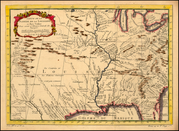 35-South, Southeast, Texas, Midwest, Plains and Southwest Map By Jacques Nicolas Bellin