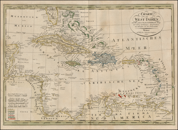 86-Southeast, Caribbean and Central America Map By Franz Ludwig Gussefeld