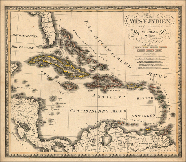 32-Southeast, Caribbean and Central America Map By Carl Ferdinand Weiland