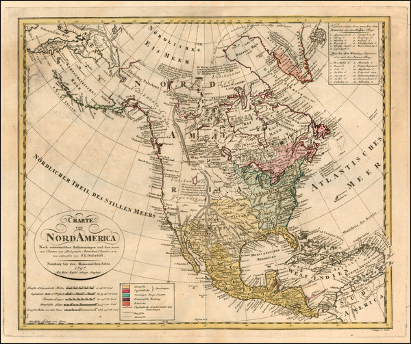 68-Plains, Rocky Mountains and North America Map By Homann Heirs / Franz Ludwig Gussefeld