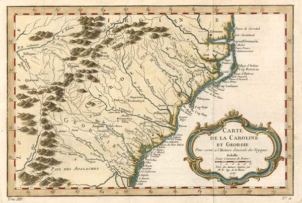 48-South and Southeast Map By Jacques Nicolas Bellin