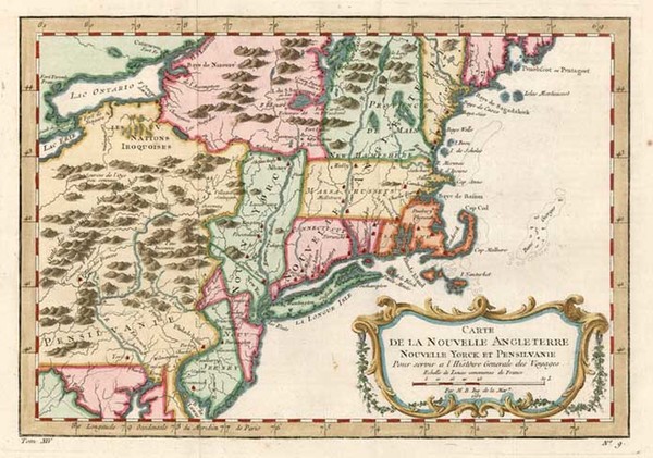 19-New England and Mid-Atlantic Map By Jacques Nicolas Bellin