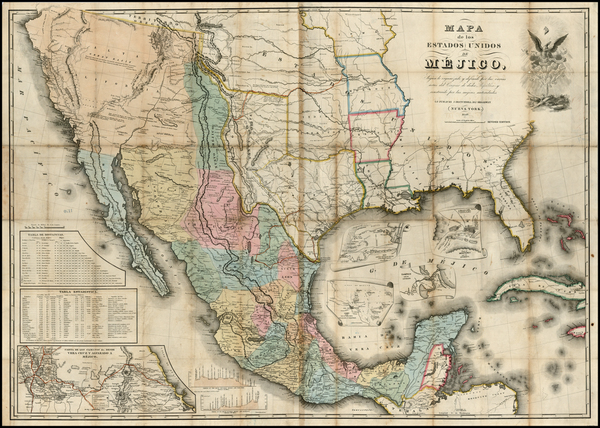 36-Texas, Southwest, Rocky Mountains and California Map By John Disturnell