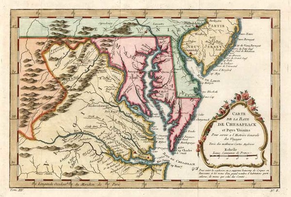 27-Mid-Atlantic and Southeast Map By Jacques Nicolas Bellin