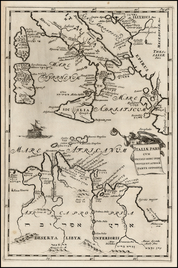 22-Italy, North Africa and Balearic Islands Map By Samuel Bochart