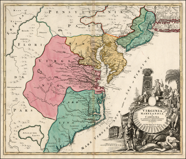 46-Mid-Atlantic and Southeast Map By Johann Baptist Homann