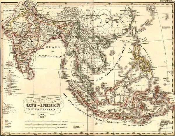 7-Asia, China, India, Southeast Asia and Philippines Map By Adolf Stieler