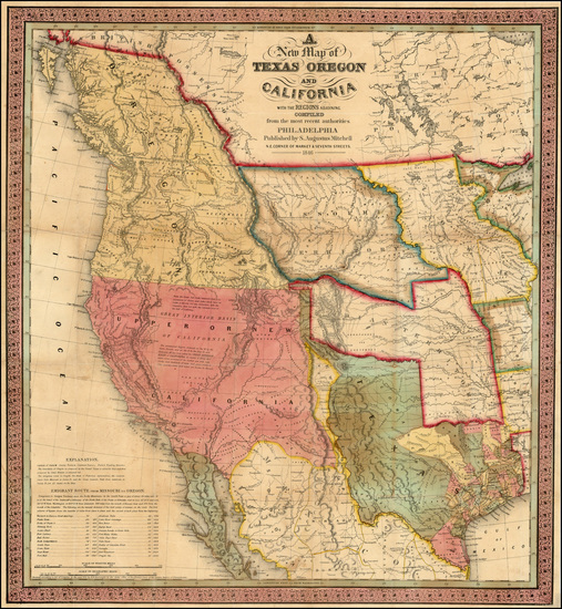 57-Texas, Rocky Mountains and California Map By Samuel Augustus Mitchell