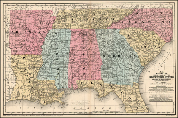 32-South and Southeast Map By Samuel Augustus Mitchell