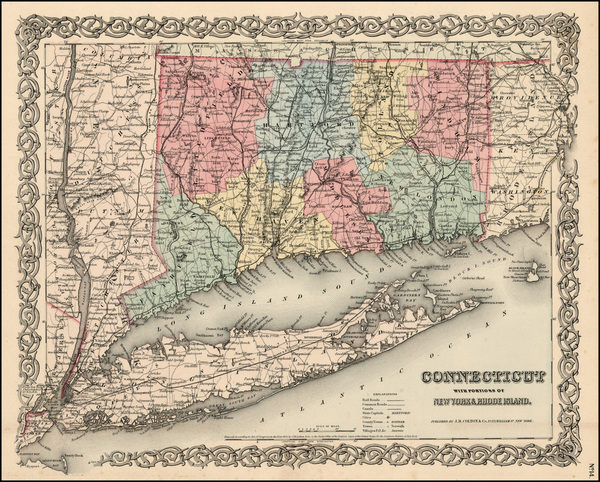 75-New England Map By Joseph Hutchins Colton