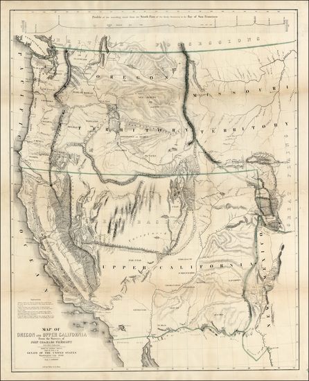 70-Southwest, Rocky Mountains and California Map By John Charles Fremont / Charles Preuss