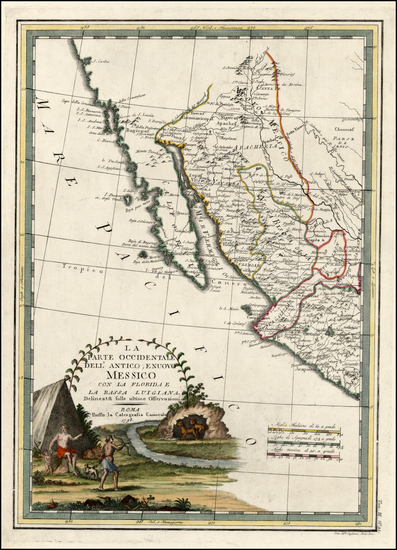 38-Texas, Southwest, Baja California and California Map By Giovanni Maria Cassini