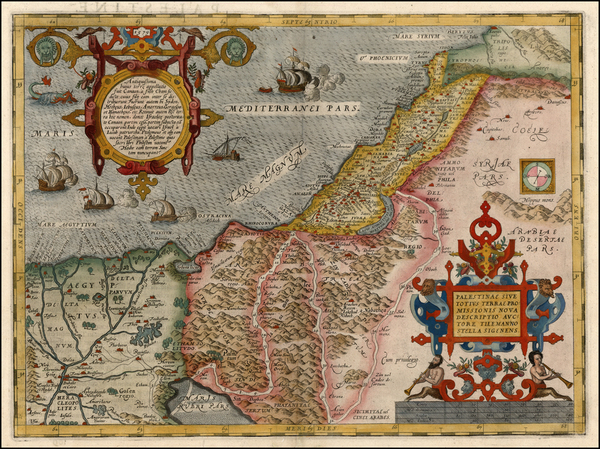 19-Middle East and Holy Land Map By Abraham Ortelius