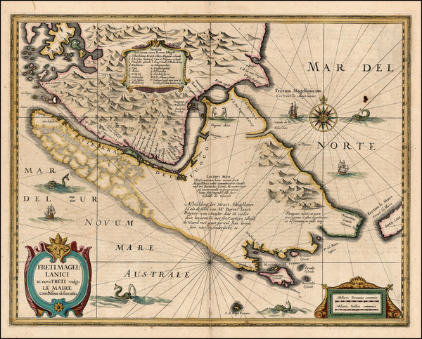 61-Polar Maps and South America Map By Jodocus Hondius