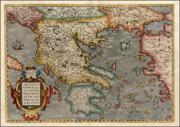 12-Europe, Balkans, Balearic Islands and Greece Map By Abraham Ortelius