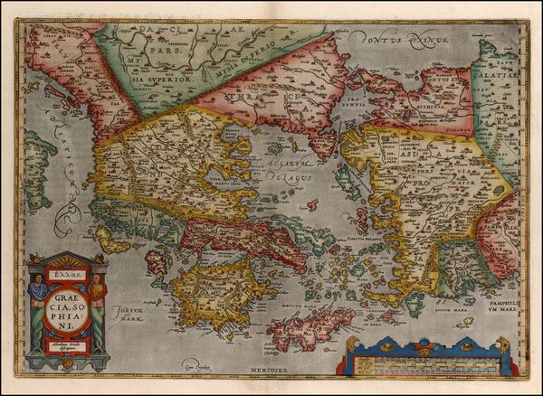 71-Europe, Turkey, Asia, Turkey & Asia Minor, Balearic Islands and Greece Map By Abraham Ortel