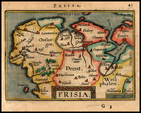 1-Netherlands Map By Abraham Ortelius / Johannes Baptista Vrients