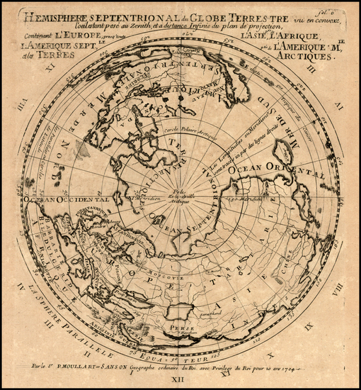 73-World, Northern Hemisphere and Polar Maps Map By Pierre Moullart-Sanson