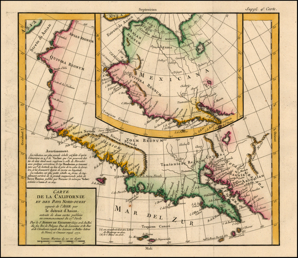 82-Southwest, Alaska, North America and California Map By Denis Diderot / Didier Robert de Vaugond