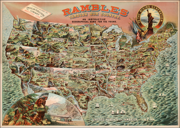 55-United States, Texas, Plains, Southwest, Rocky Mountains and California Map By American Publish