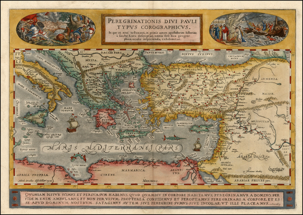 60-Mediterranean, Middle East, Turkey & Asia Minor and Balearic Islands Map By Abraham Orteliu