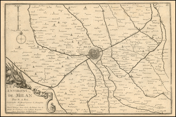 97-Italy Map By Nicolas de Fer